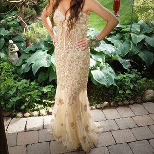 Beaded evening gown with corset